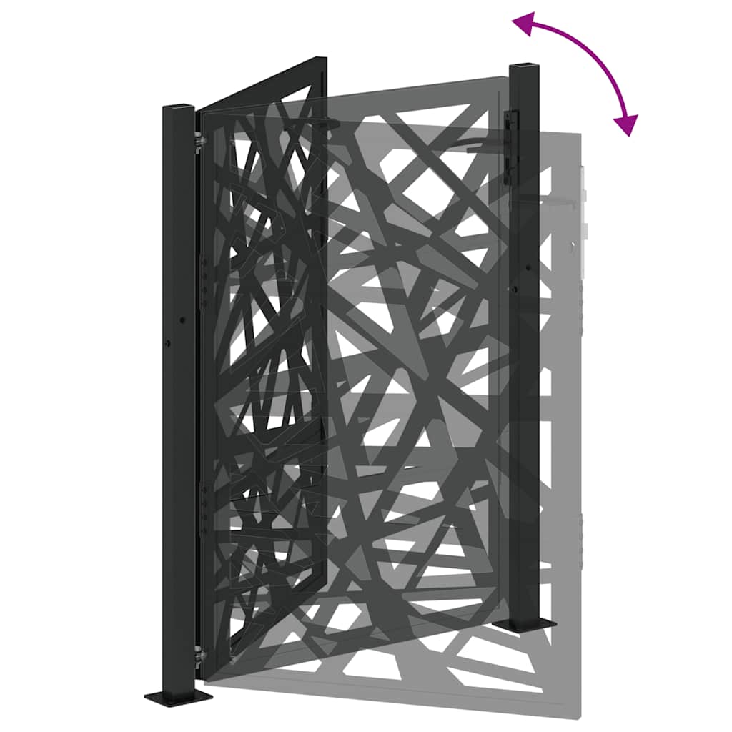 Garden Gate Black 100 X 125 Cm Steel Lightweight Design