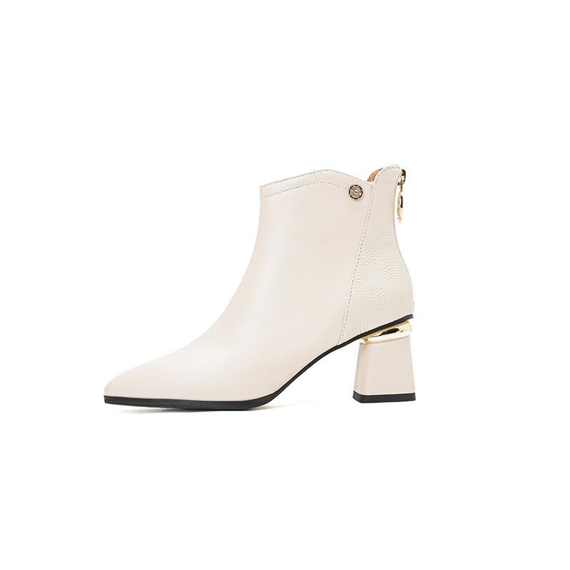 

Мода НОВЫЕ Осенние Женские Ботинки Острый Носок Массивный Каблук Ботинки Натуральная Кожа Обувь для Женщин Элегантные Ботильоны Высокий Каблук Женские Ботинки 35