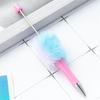 6Pcs Beadable Ballpoint Pen Plush Ball Ballpoint Pen Write Smoothly Novelty Writing Pen for Student Kid Game Reward