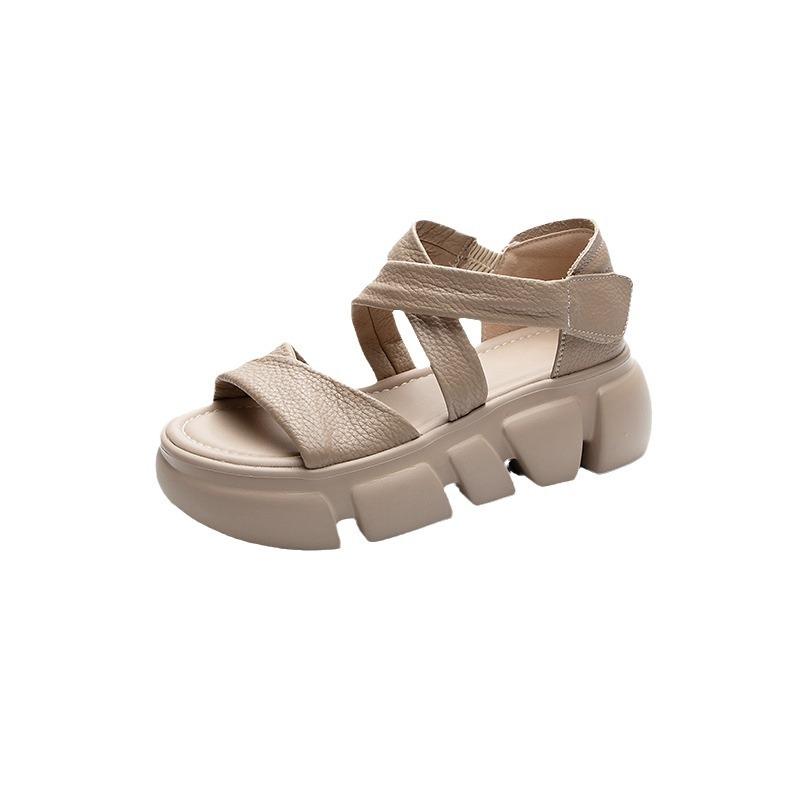 New Style Casual Fish-mouth Sandals with Sponge Velcro and Retro Beach Shoes