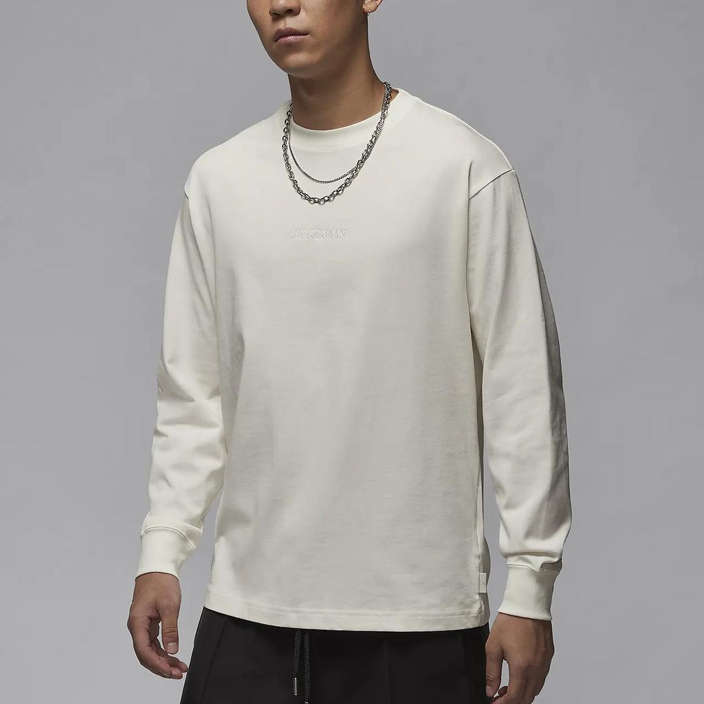 Jordan Wordmark Series Solid Color Comfortable Crew Neck Long Sleeve T-Shirt Men Tops Sail Legendary-Light-Brown FZ9753-133