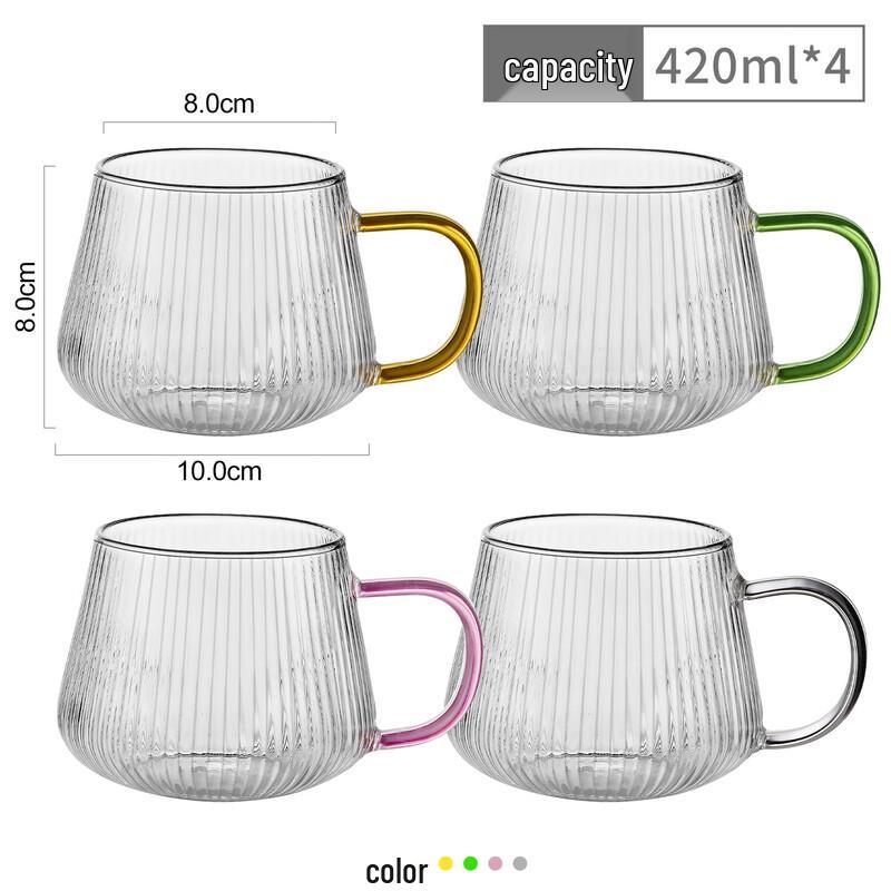 Handon 4-Pack Vertical Stripe Glass Cups