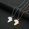 Kinitial Stainless Steel African Country Map Pendant Charm Necklace Jewelry  Clavicle Chain Necklace for Women Party Choker Gift