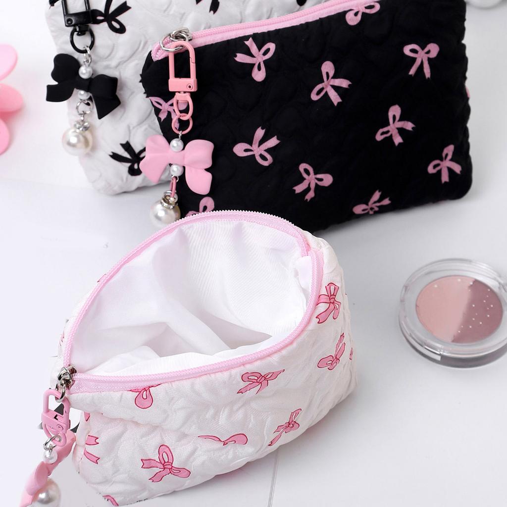 Reise-Make-up-Tasche, Kosmetiktasche, große Kapazität, Hautpflege-Organizer, schöne Schleifen, Make-up-Aufbewahrungstasche, ästhetischer Kulturbeutel
