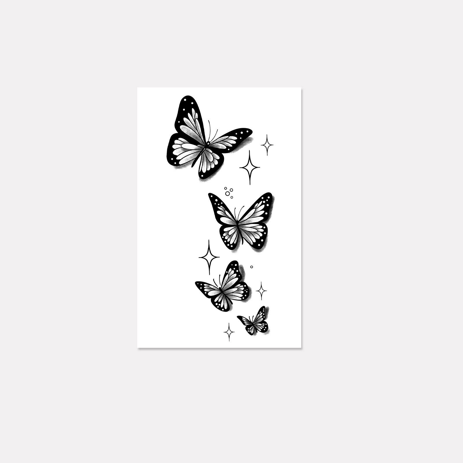 Premium Dark Personality Retro Simple Butterfly Star Arm Tattoo Sticker 12*19CM