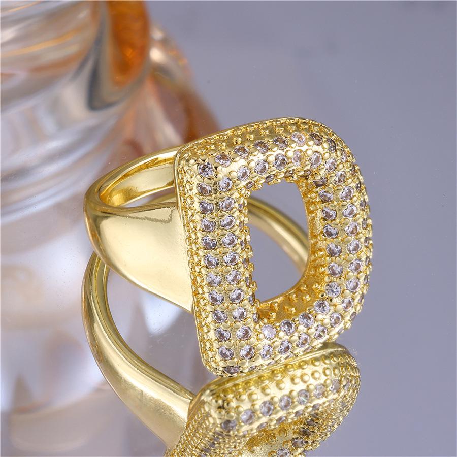 Zirkon Kupfer Mikro-Eingefasst 26-Buchstaben Offener Ring - Europäischer & Amerikanischer Weihnachtsschmuck