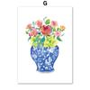 Nordic Minimalist Canvas Picture Blue and White Porcelain Painting Watercolor Posters and Prints for Living Room No Frame