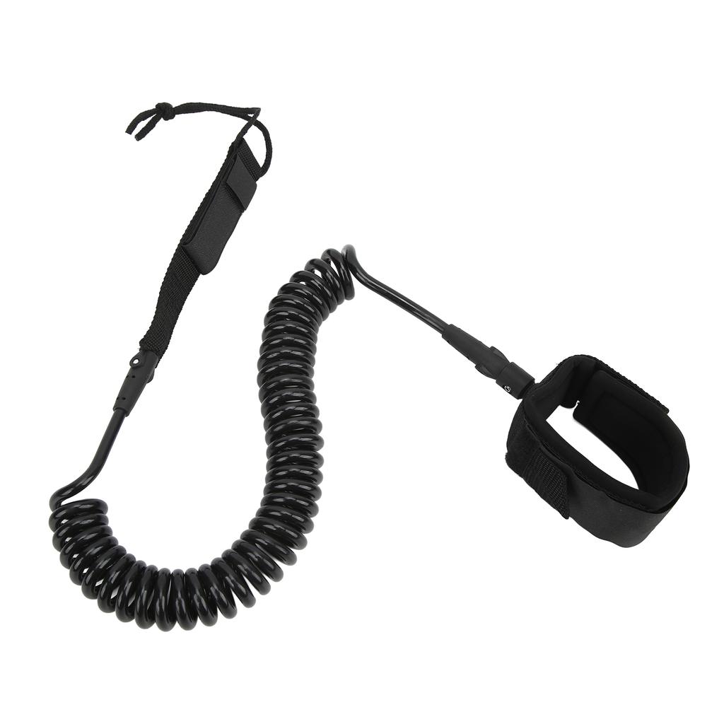 Surfboard Leash High Elasticity TPU Black Adjustable Coiled Surfing Leg Rope for Paddleboards Longboards