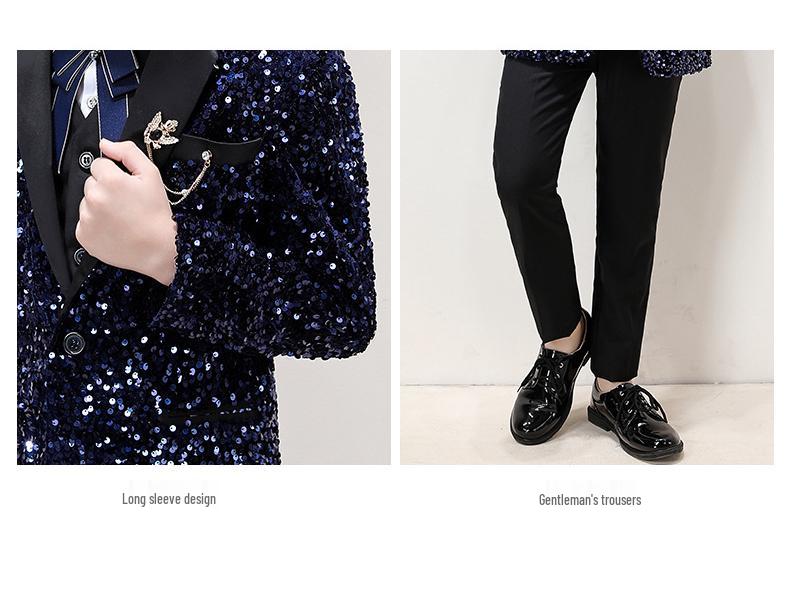 Smoching frumos pentru băieți: Set Costum cu Paiete pentru Spectacole și Podiumuri