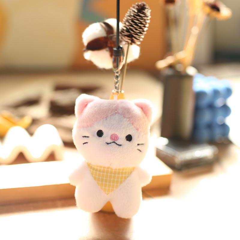 Cute Fluffy Cat Plush Toy Key Holder Adorable Cat Keychain Bag Accessory