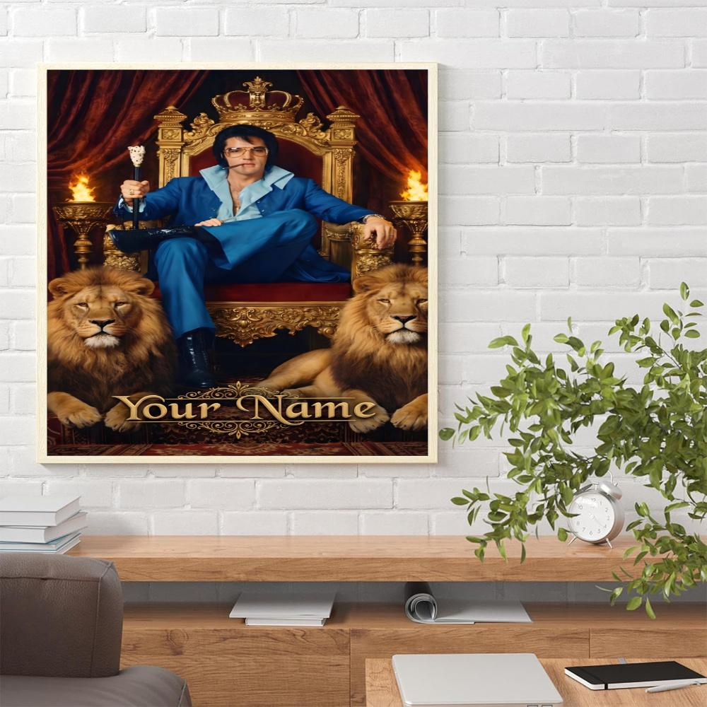 Elvis Presley Customize Text Diamond Painting Round Diamond Mosaic Suitable For Beginners Diamond Painting Rhinestones Gift Frameless