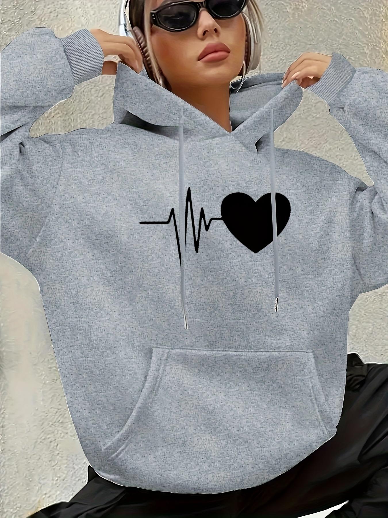 

Women s Casual Hooded Sweatshirt Vibrant Red Heart Stethoscope Graphic Print Trendy Hoodie Long Sleeve Pullover with Pockets 3XL