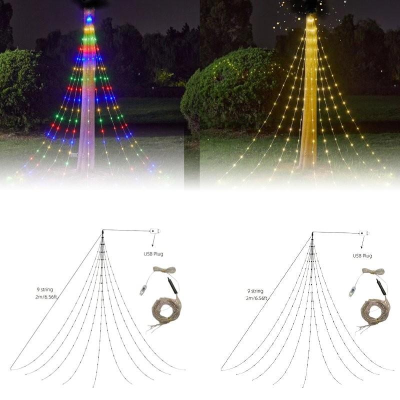 Led Christmas 2m Waterfall Light Usb Power Supply Garden Courtyard Decoration
