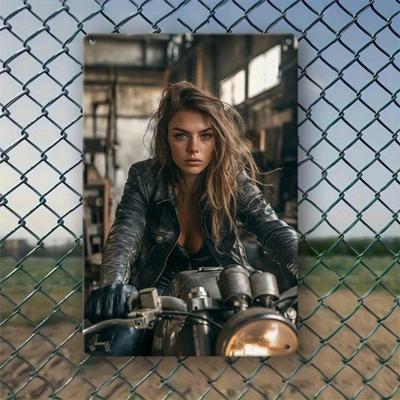 Vintage Motorcycle Metal Sign for Women - 8x12 Inch Pre-Drilled Decor for Home Bar Garage Cafe Club - Durable Motorcycle Accesso