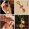 Creative Lucky Gourd Koi Keychain Sand Gold Pendant Safety Compass Charms Car Key Ring Bag Phone Accessories For Men Women