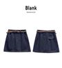 Juzhi Korean Retro High Waist Denim A-Line Short Skirt
