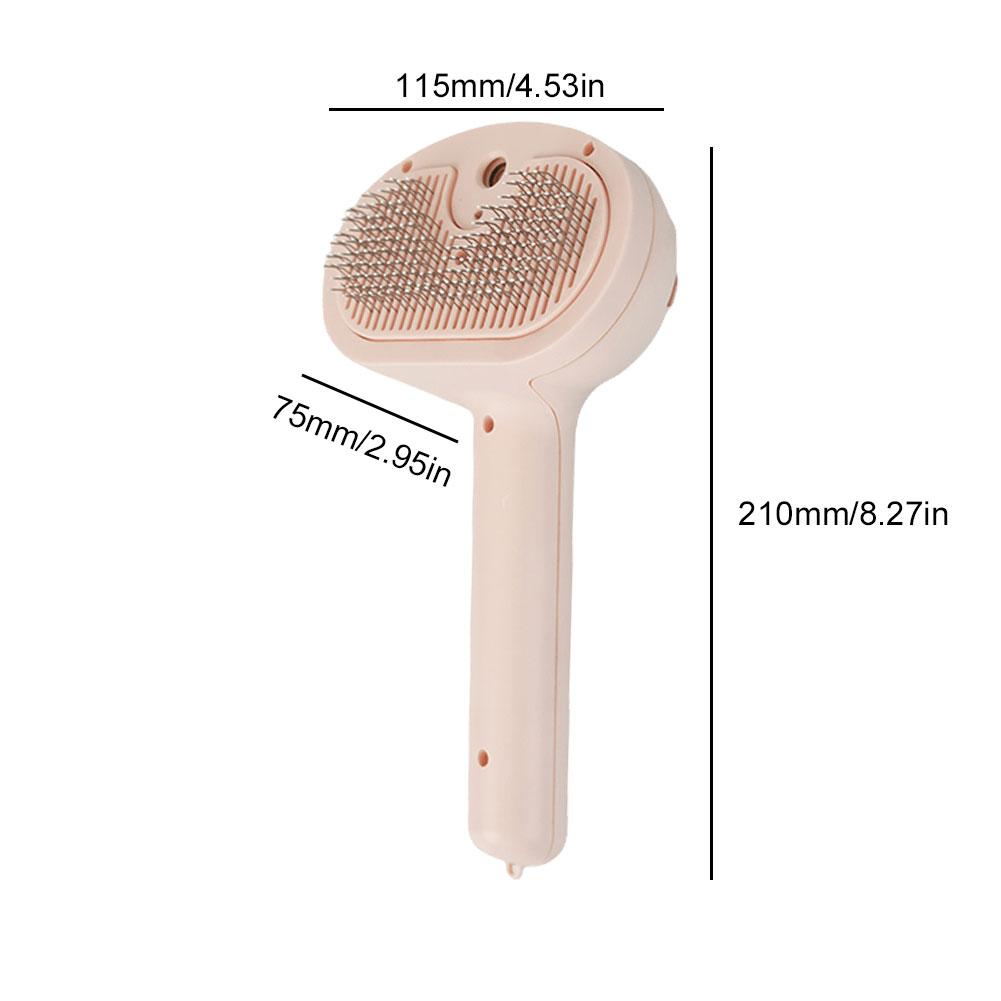 

Steamy Pet Brush with Release Button Massage Grooming Brush Rechargeable Spray Cat Brush for Long and Short Hair Dogs and Cats рожевий