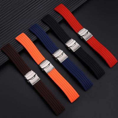 Safety Buckle Rubber Watch Strap Men 20 22mm For Seiko PROSPEX SKX007 Water Ghost Abalone Casio MDV-106 Silicone Soft Watchbands