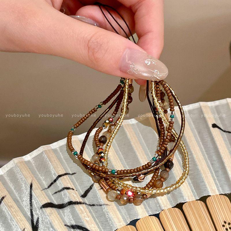 

Богемский многослойный браслет с двойными бусинами для женщин, ретро, новый китайский этнический стиль, летний многорядный браслет Maillard Multi-Layer Beaded Bracelet