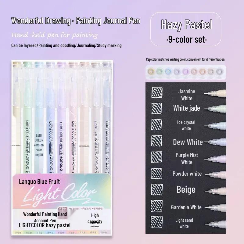 Morandi Color Large Capacity Blue Fruit Journal Pen - Colored Neutral Pen for Note-Taking and Highlighting