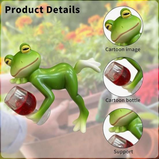 2 stk/sett Drikkende Frosk Figur Liggende Tegneserie Frosk Statue Resin Dyreskulptur Utendørs Hage Blomsterpotte Klemmer Ornament