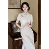 Nouveau Cheongsam Chinois 1011 Nouveau Simple Élégant Petit Mince Quotidien Moyen et Long Tempérament Vent Doux Robe