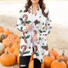 Women's Fashion Casual Halloween Printed Mid-Length Irregular Hem Cardigan Jacket