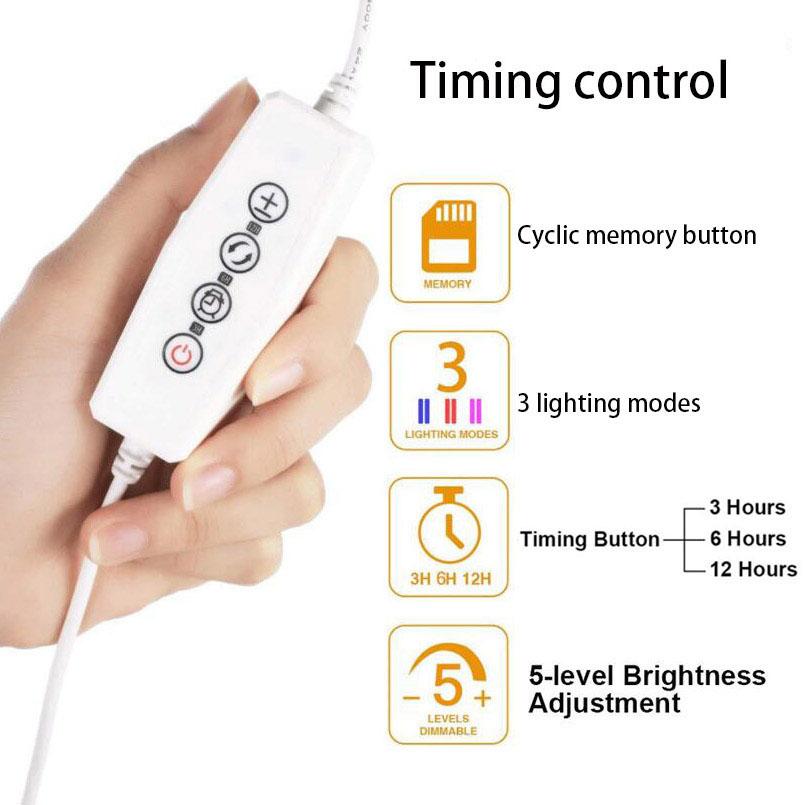 2head  44 LED Grow Light Indoor Plants Red Blue Lighting Phyto Lamp Bulbs 5V USB Timer Full Spectrum for Cultivo Indoor Growbox