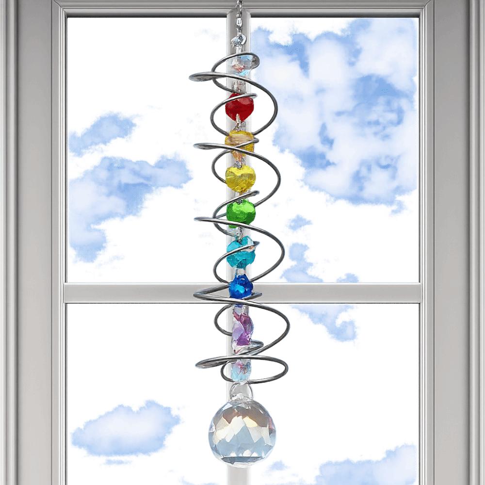 Creative 3D Crystal Rotate Sun Catcher Colorful Hangings Sun Catcher Wind Chime Decorative Spinner Gazing Ball Party Gifts