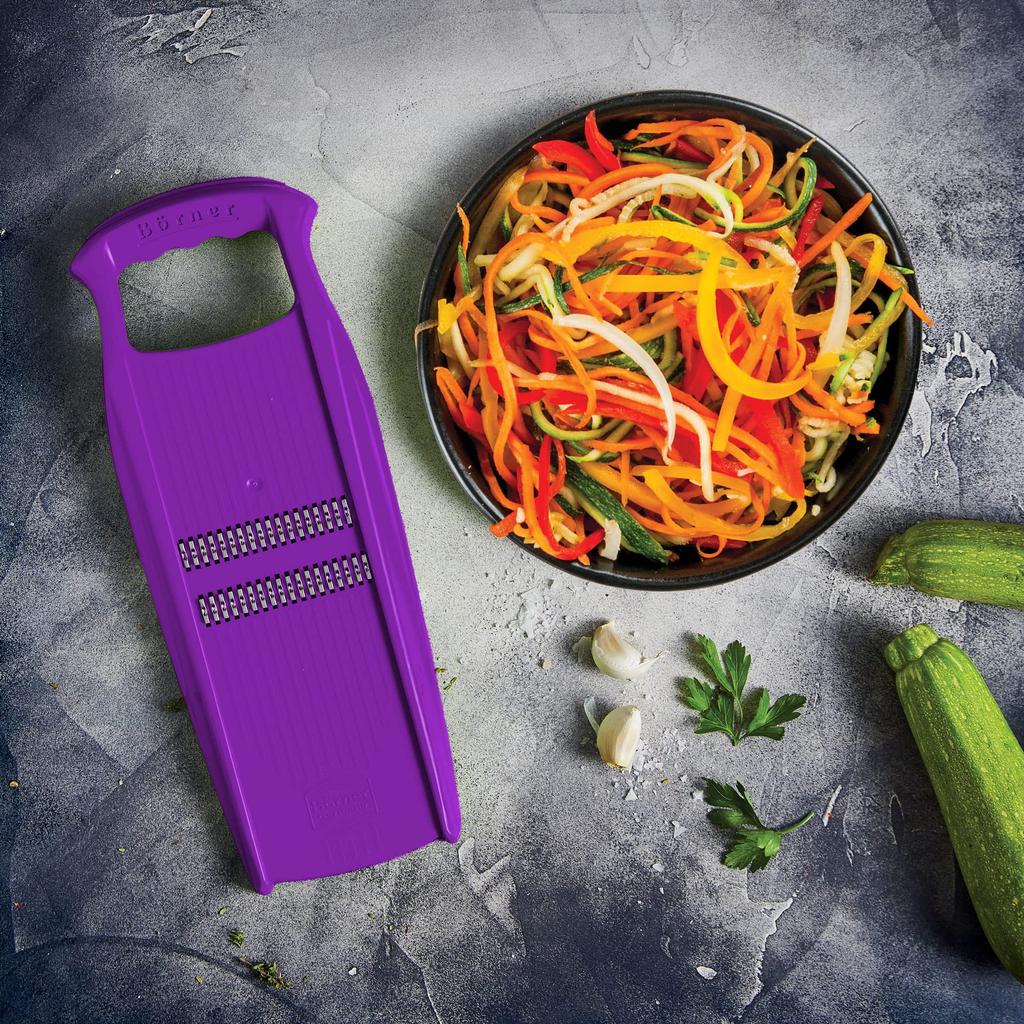 Julienne Slicer Roko PowerLine Purple Fruit Vegetable Mandolin Cutter with Premium Blade for Perfect Strips Börner &