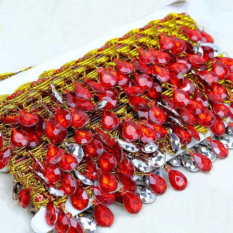 Diy Garment Sewing Accessories Hat Lace Ribbon Drop Rhinestones Diamond Costume Dress Sequined Tassel Fringe Edge Lace Trims