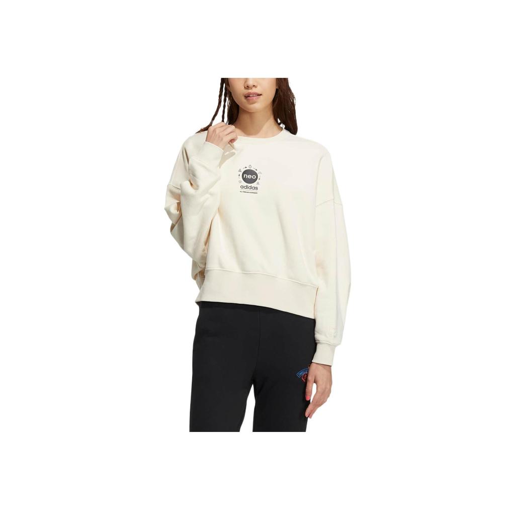 adidas Neo Einfarbig Buchstabenmuster Pullover Sweatshirt Damen Sweatshirt Weiß HN2314