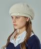Bajal Va Curved Oval Metallic Wool Beret Ivory
