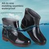 Vanntette sklisikre varme gummiregnstøvler for menn med fortykket lavskaftdesign