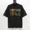 80th Birthday Born 1946 80 Year Old T Shirt Washed 100 Cotton Oversize TShirts  Fashion for Men Women Streetwear Printed Tees