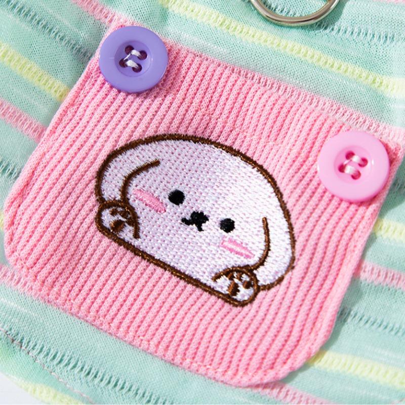 Spring and Summer New Breathable Dog Clothes Cute Color Striped Traction Camisole