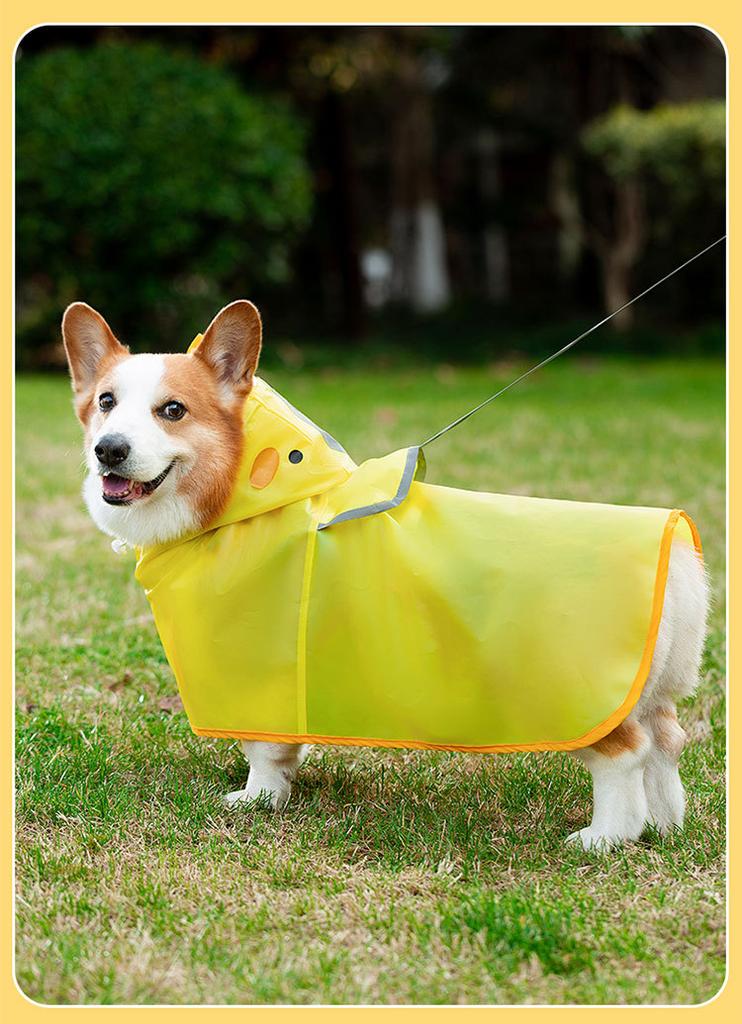 Waterproof Dog Raincoat with Belly Protective Band for Small Medium Dogs Adjustable Pet Rain Jacket for Corgi Teddy Shiba Inu Schnauzer