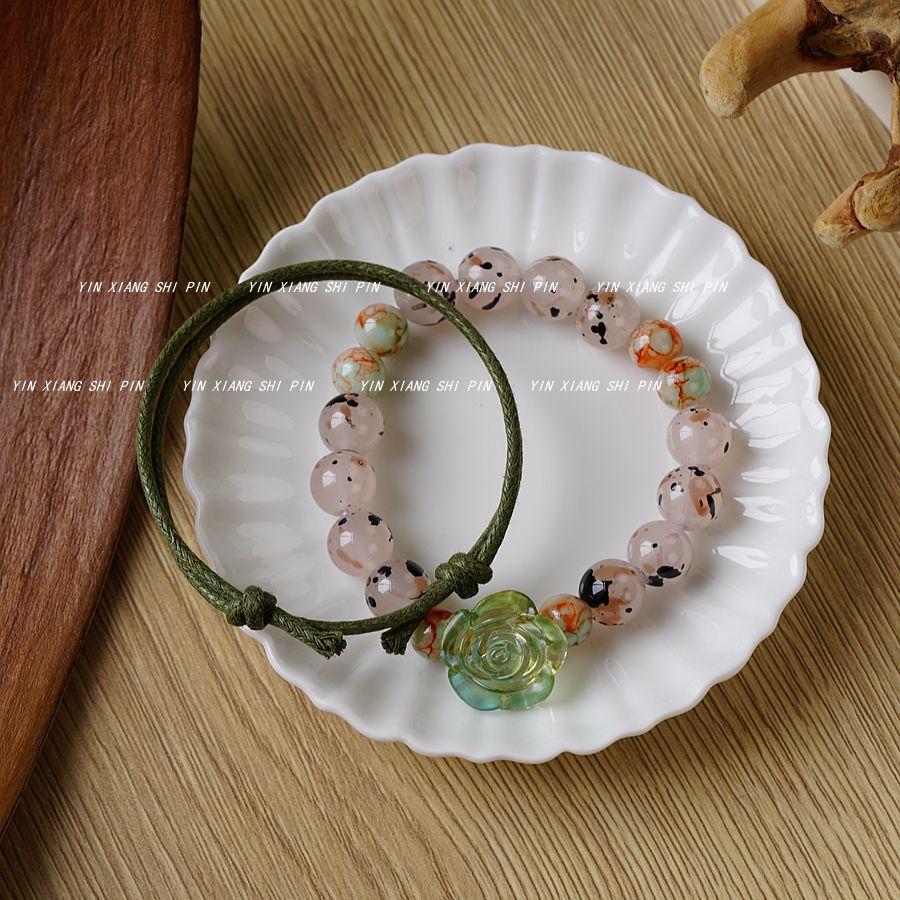 Guofeng Creative Rose Mori Cultural Play Bracelet Women's Literature New Chinese Style Student Game Bracelet Tide Handmade