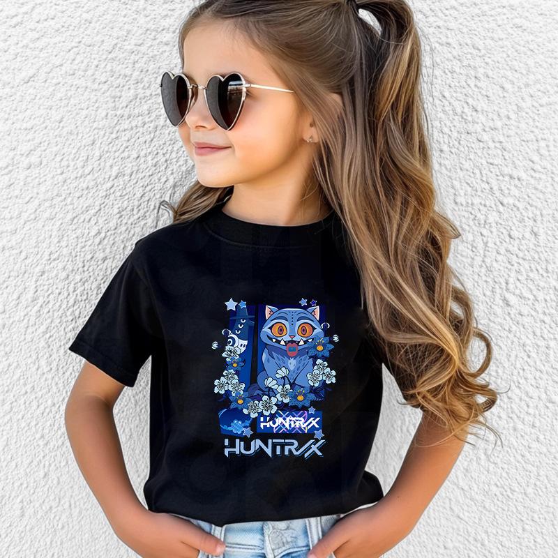Kpop Korean Wave Witch Hunting Team Tiger Printed Children's T-shirt