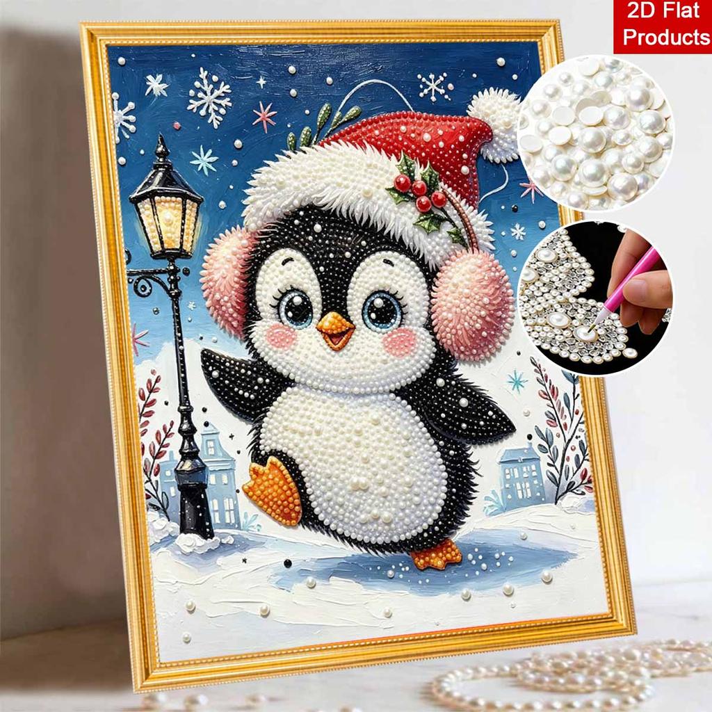 Pearl Painting 5D DIY Christmas Penguin Decorative Painting. Cute Birthday Gift. Handmade Art Painting