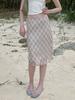 KIJUN Sheer Layered Check Skirt Dusty Pink