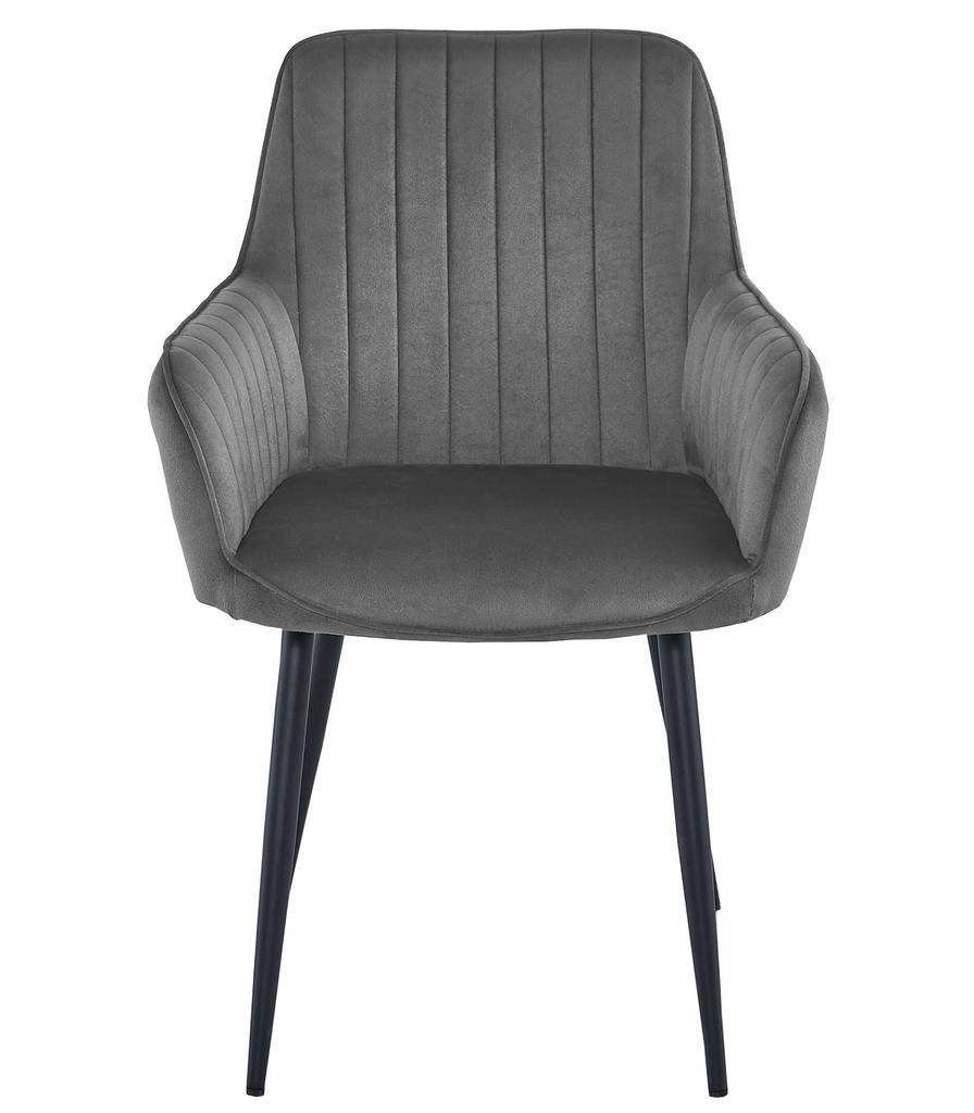 SOLDEN Chair - Dark Gray Velvet / Black Legs X 2