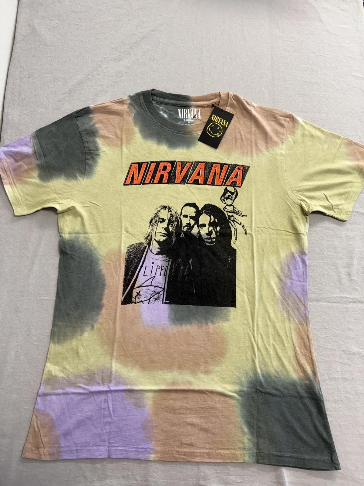 Nirvana Band Photo T-shirt Tie Dye Blotch Tee - L S