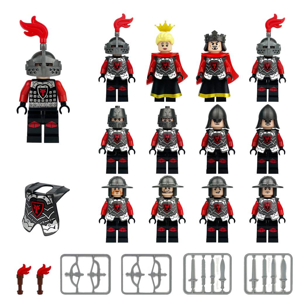 Castle Red Dragon Knight Figurine M8180 Children'S Assembly Small Particle Building Block Toy Weapon Accessories