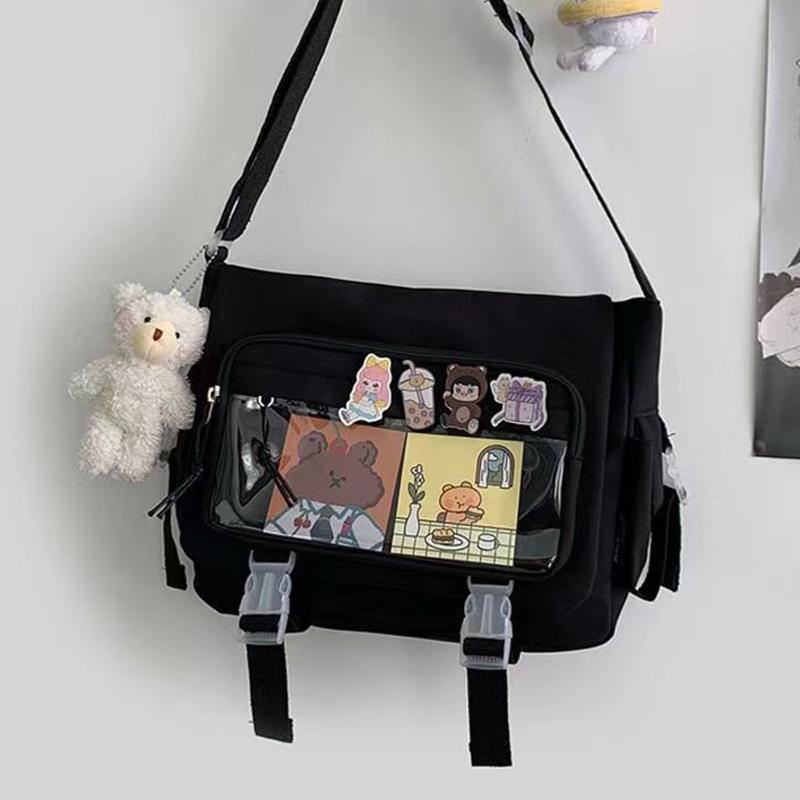 Japanse Kawaii Itabag voor Poppen Nylon Schooltas voor Tienermeisjes JK Schouder Crossbody Tote Bag gray