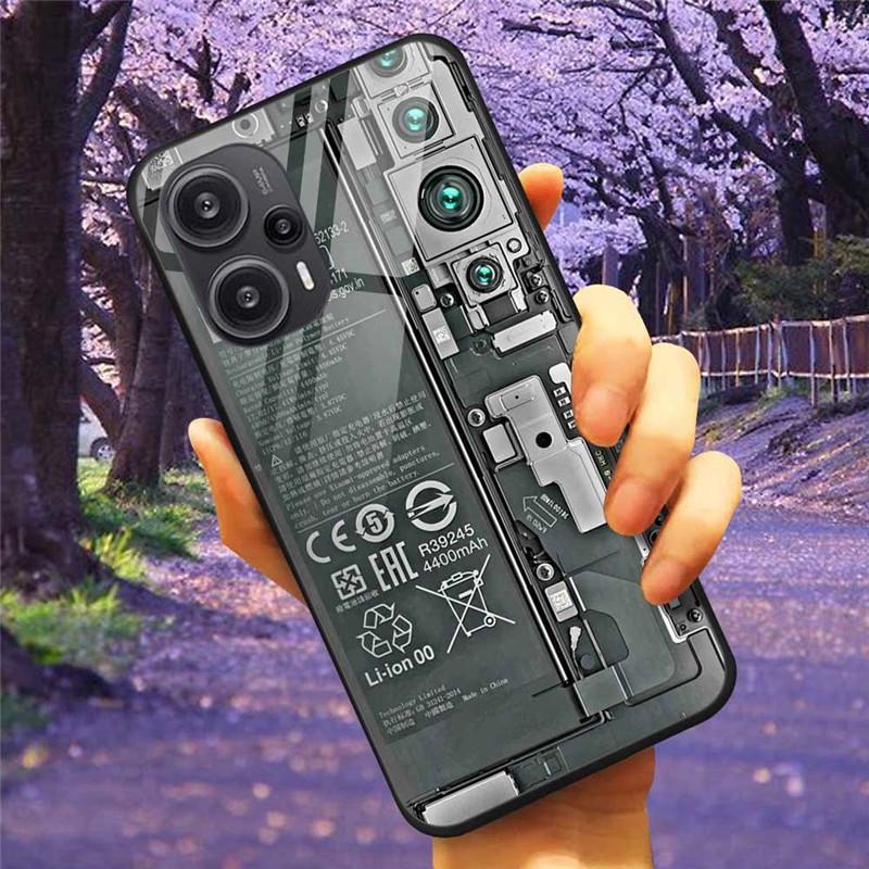 For Xiaomi Poco F5 5G / F5Pro Case Tempered Glass Lake Moon Hard Phone Cover for POCO F5 Pro Capas Funda on PocoF5 Luxury Coque