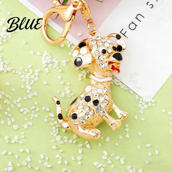 Alloy Keychain Pendant Rhinestones-Encrusted Cartoon Puppy Charm Key Chain Durable