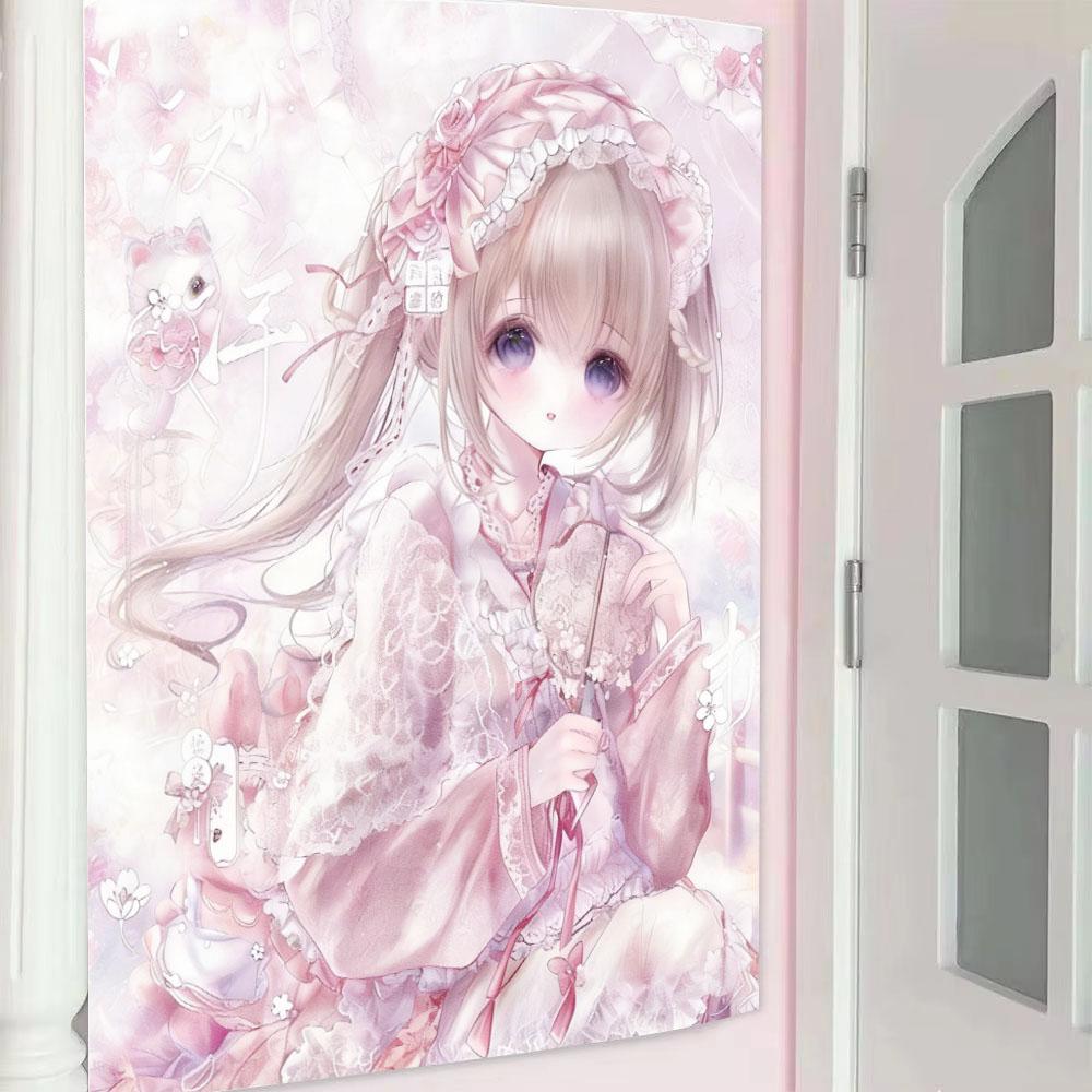 

Cute Anime Lolita Girl Tapestry Wall Hanging Fabric Interior Decor Kawaii Room Aesthetic Background Cloth 74x94cm(29x37in)