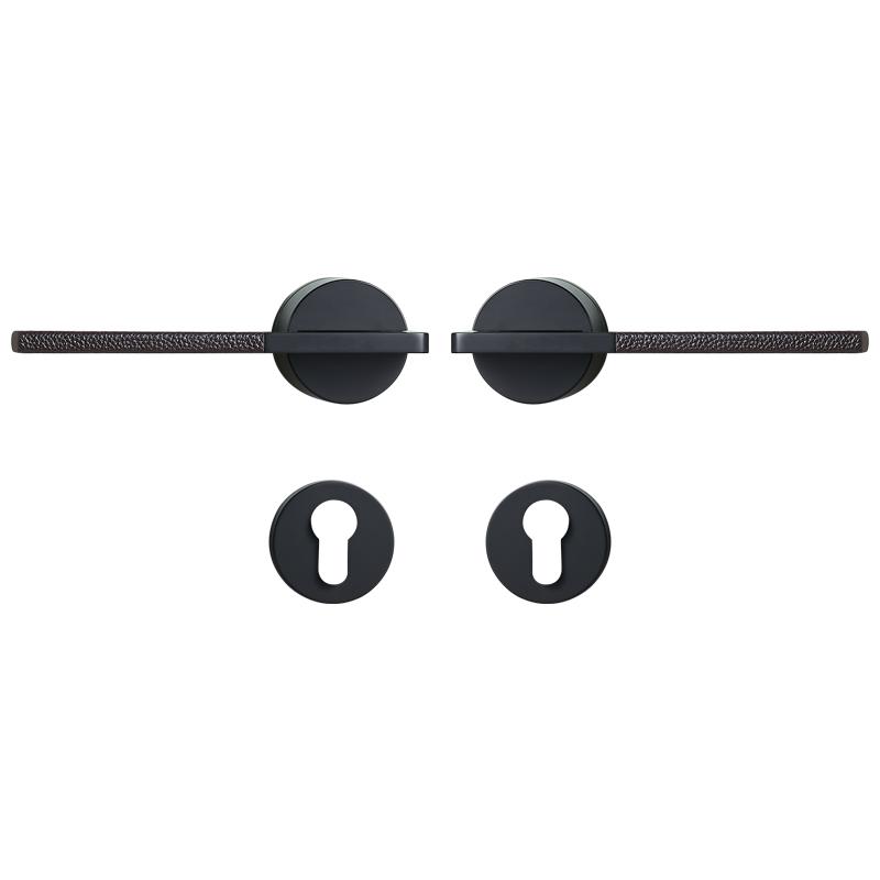 

Dooroom Brass Leather Door Lock Set Black Brushed Nickel Bedroom Bathroom Double Wood Door Lever Set Dummy Privacy Passage