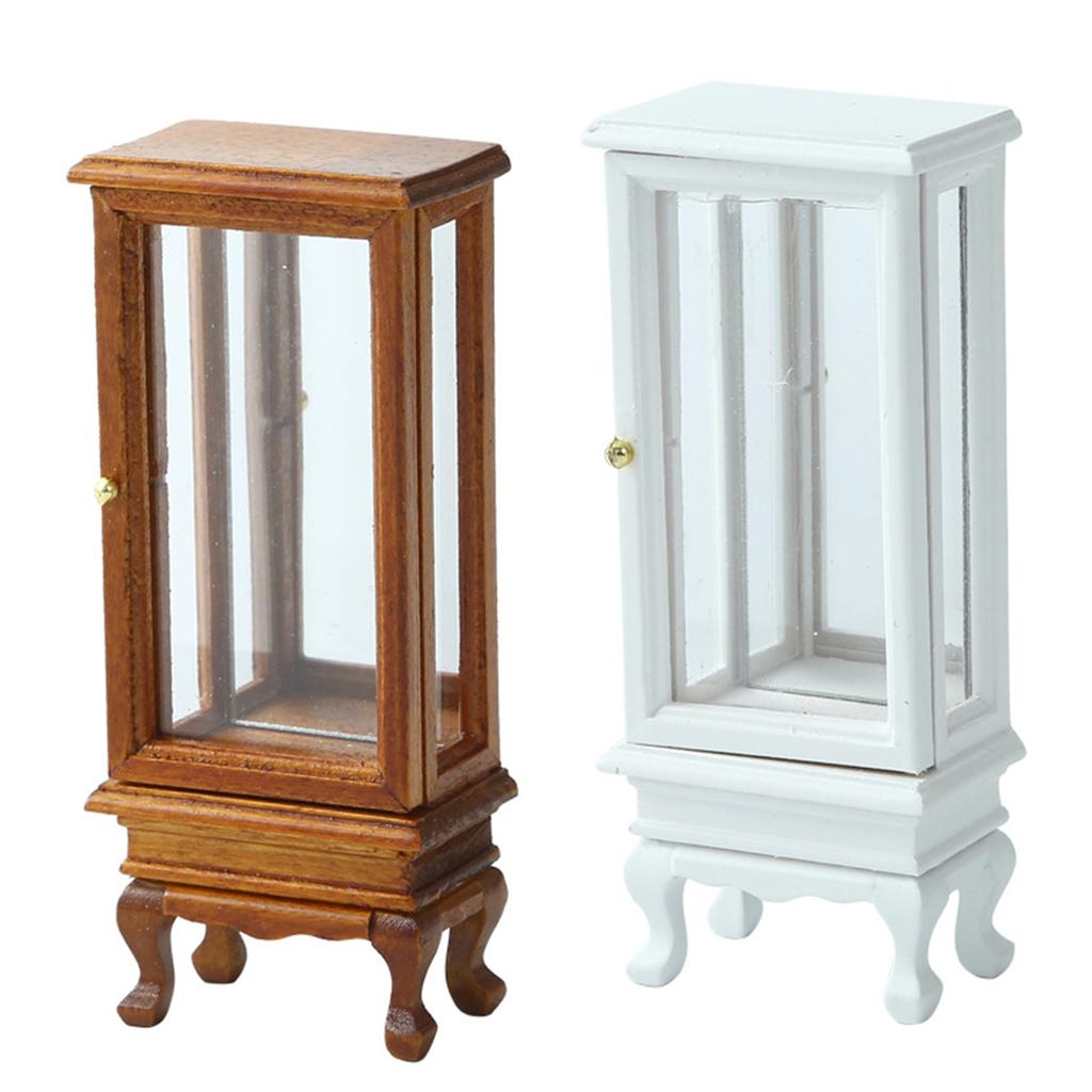 1/12 Scale Miniature Glass Door Cabinet For Dollhouse Decoration And Collectible Display Accessories Scene Decors